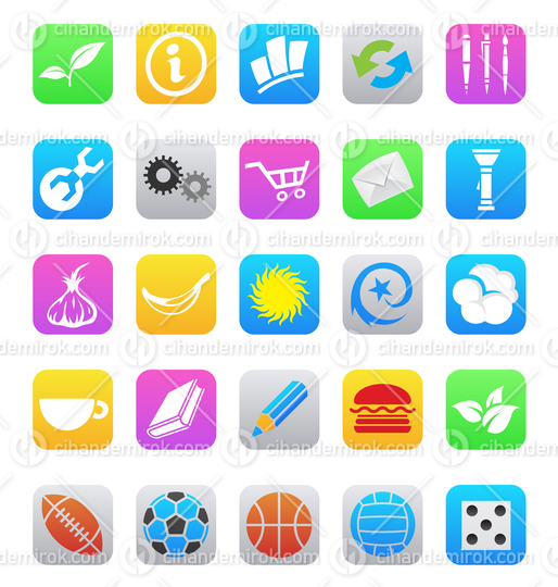 Colorful Mobile App Icons isolated on a White Background