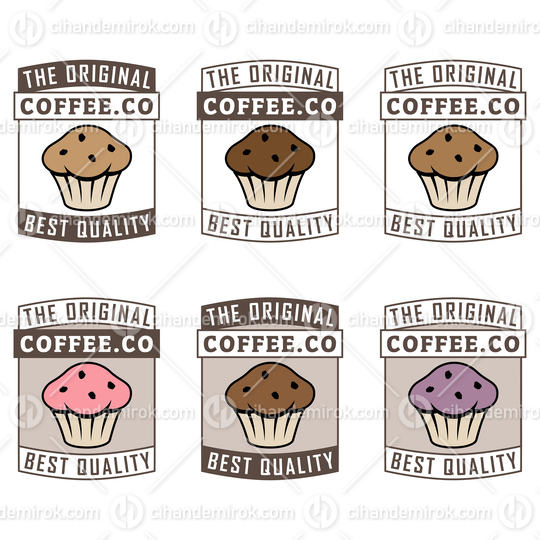 Colorful Muffin Icon with Text - Set 1