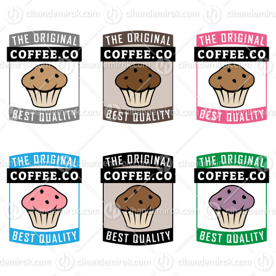 Colorful Muffin Icon with Text - Set 2