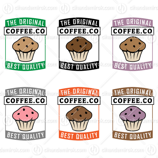 Colorful Muffin Icon with Text - Set 3