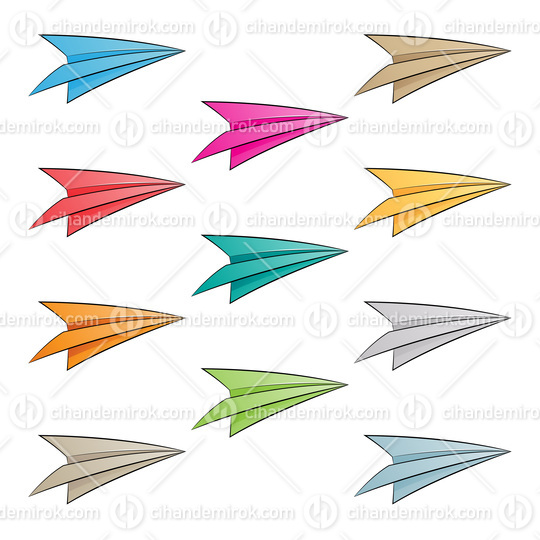 Colorful Paper Planes with Black Outlines