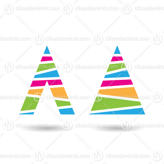 Colorful Pine Tree Shaped Striped Icons for Letter A