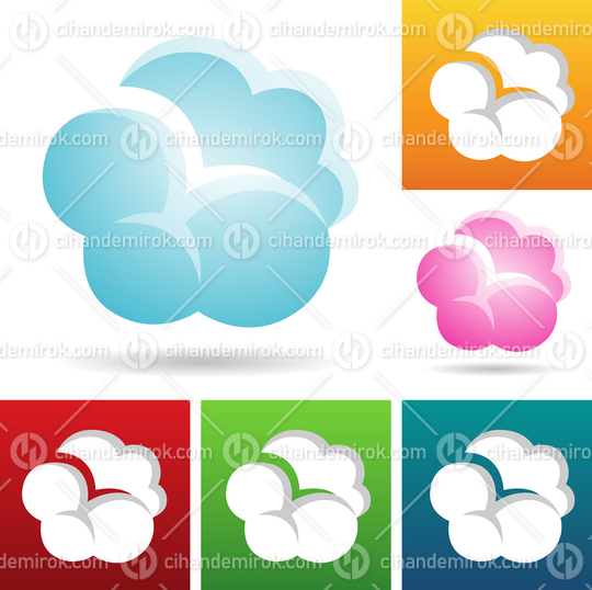 Colorful Puffy Cloud Icons