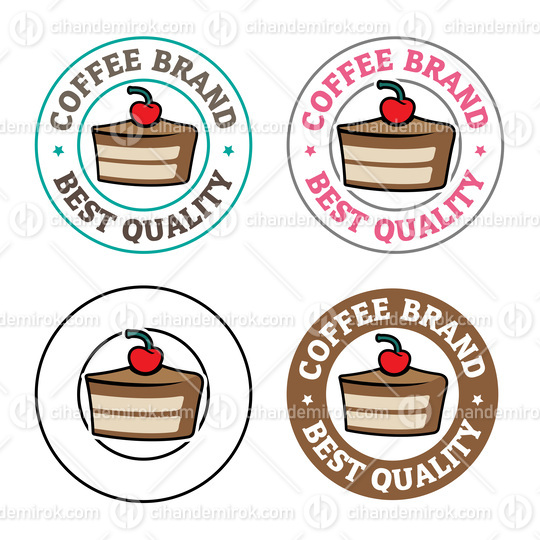 Colorful Round Cake and Cherry Icon with Text - Set 1