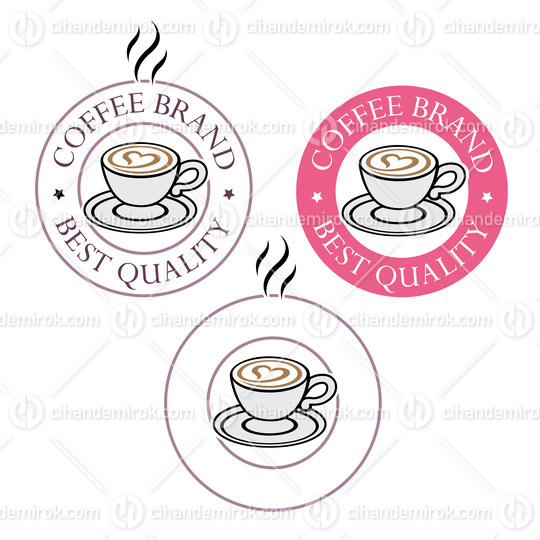 Colorful Round Coffee and Heart Icon with Text - Set 3