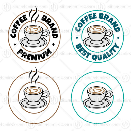 Colorful Round Coffee and Heart Icon with Text - Set 6