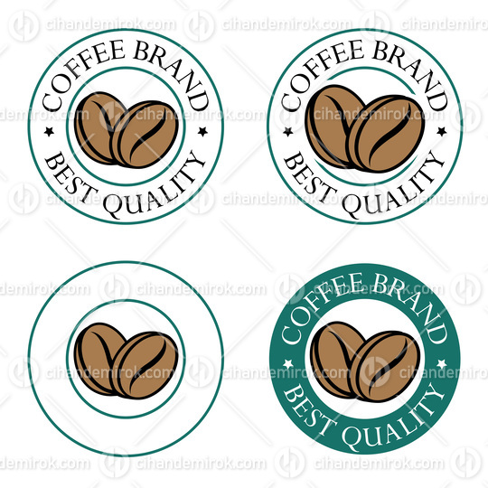 Colorful Round Coffee Beans Icons with Text - Set 2