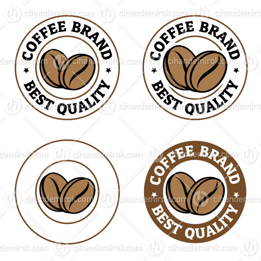 Colorful Round Coffee Beans Icons with Text - Set 3