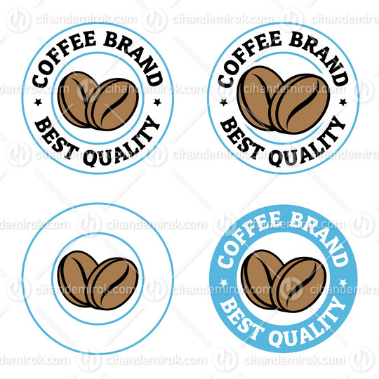 Colorful Round Coffee Beans Icons with Text - Set 4