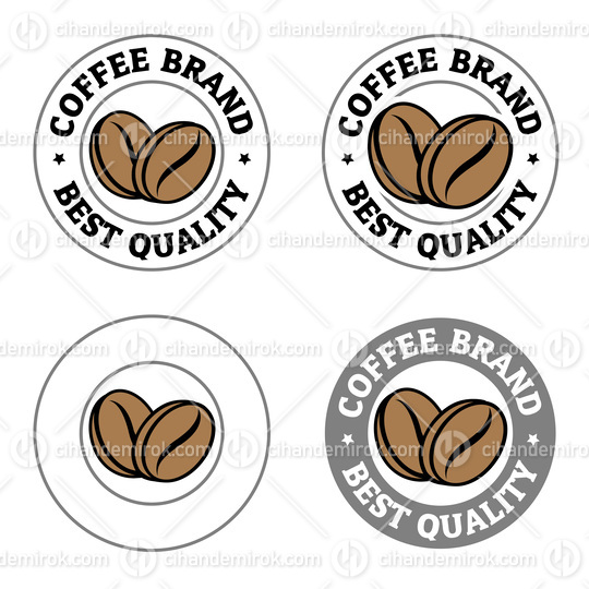 Colorful Round Coffee Beans Icons with Text - Set 5