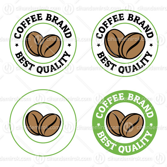 Colorful Round Coffee Beans Icons with Text - Set 6