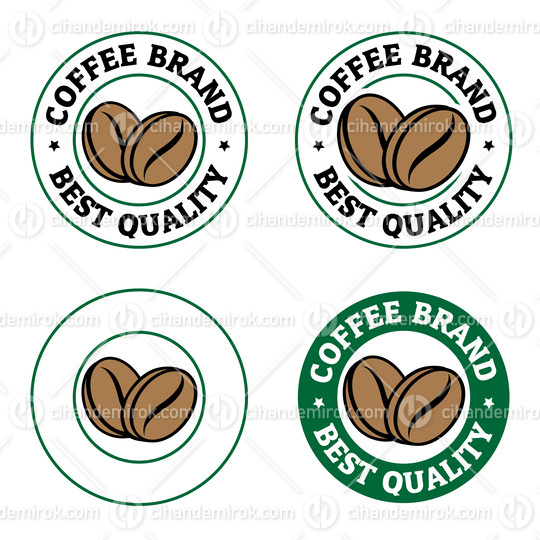 Colorful Round Coffee Beans Icons with Text - Set 7
