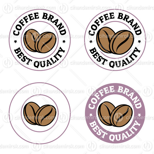 Colorful Round Coffee Beans Icons with Text - Set 8