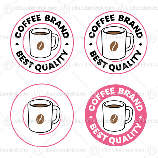 Colorful Round Coffee Mug and Bean Icons with Text - Set 2