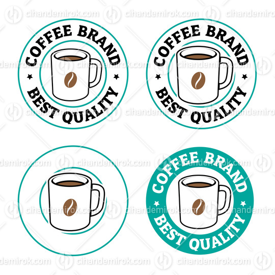 Colorful Round Coffee Mug and Bean Icons with Text - Set 3