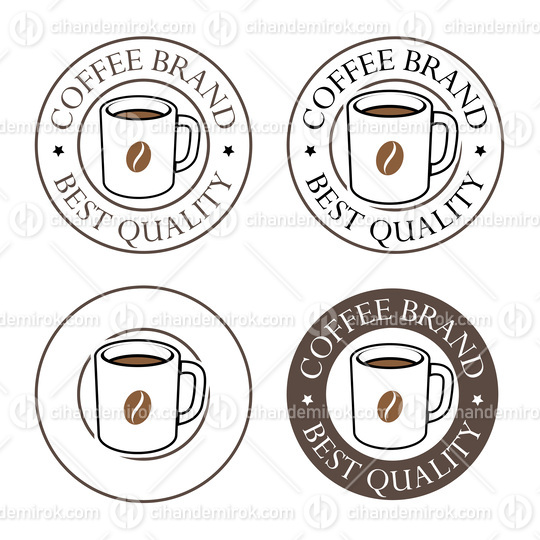 Colorful Round Coffee Mug and Bean Icons with Text - Set 4