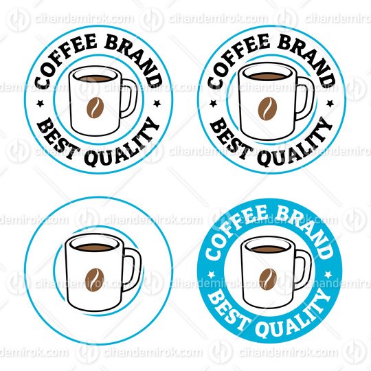Colorful Round Coffee Mug and Bean Icons with Text - Set 5
