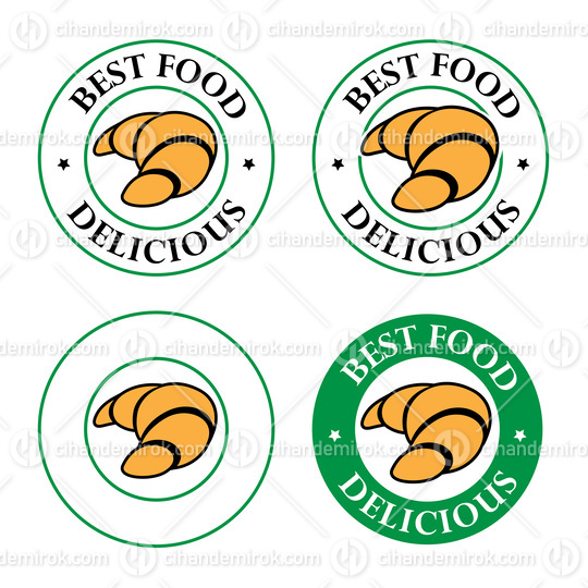 Colorful Round Croissant Icons with Text - Set 2