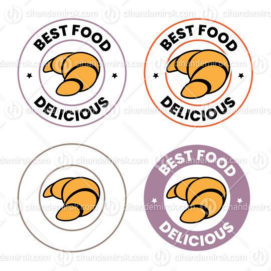 Colorful Round Croissant Icons with Text - Set 3