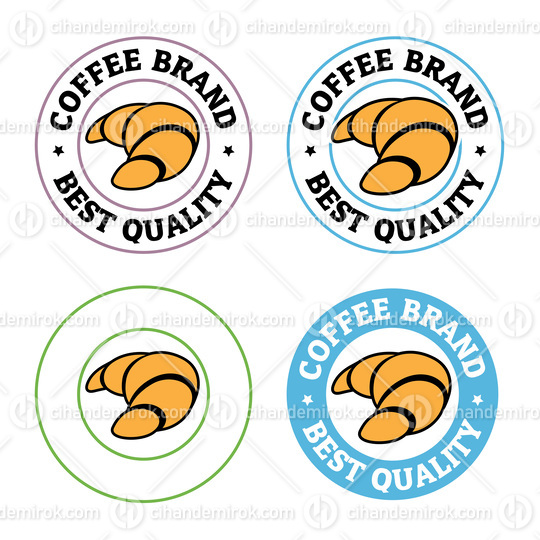 Colorful Round Croissant Icons with Text - Set 6