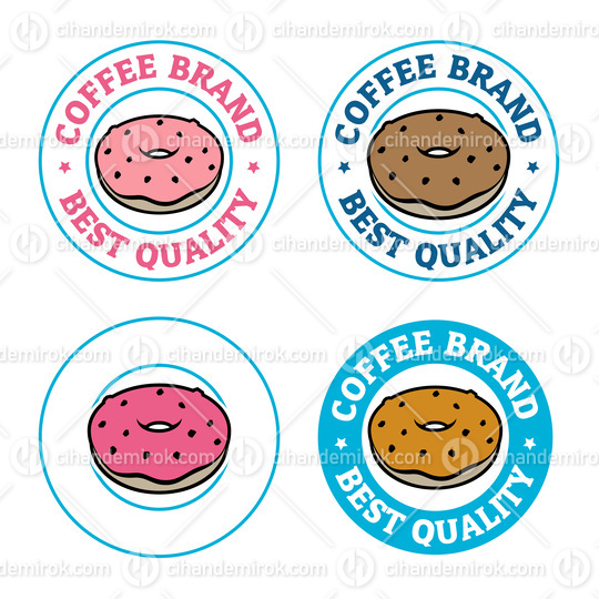 Colorful Round Doughnut Icon with Text - Set 1