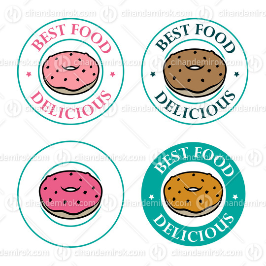 Colorful Round Doughnut Icon with Text - Set 2