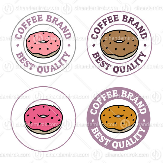 Colorful Round Doughnut Icon with Text - Set 4