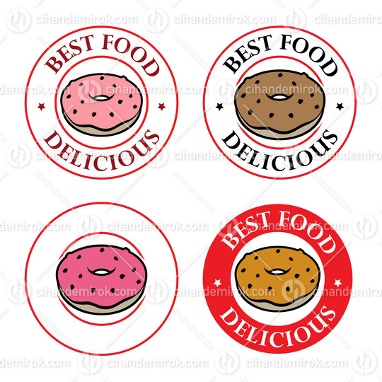 Colorful Round Doughnut Icon with Text - Set 5