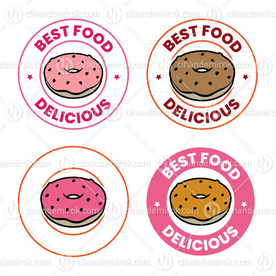Colorful Round Doughnut Icon with Text - Set 6