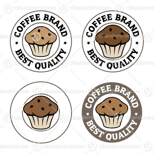 Colorful Round Muffin Icon with Text - Set 1