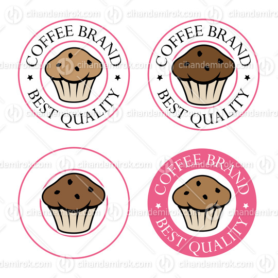Colorful Round Muffin Icon with Text - Set 2