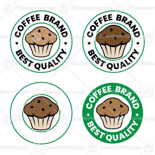 Colorful Round Muffin Icon with Text - Set 3
