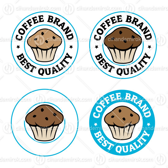 Colorful Round Muffin Icon with Text - Set 4
