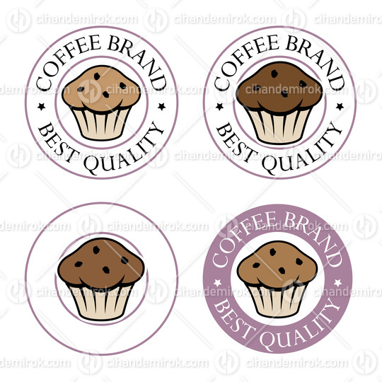 Colorful Round Muffin Icon with Text - Set 5