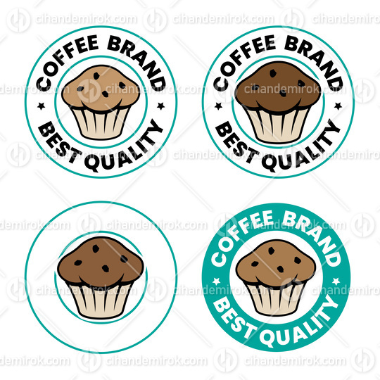 Colorful Round Muffin Icon with Text - Set 6