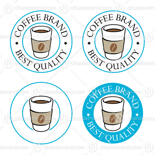 Colorful Round Paper Coffee Cup Icon with Text - Set 2