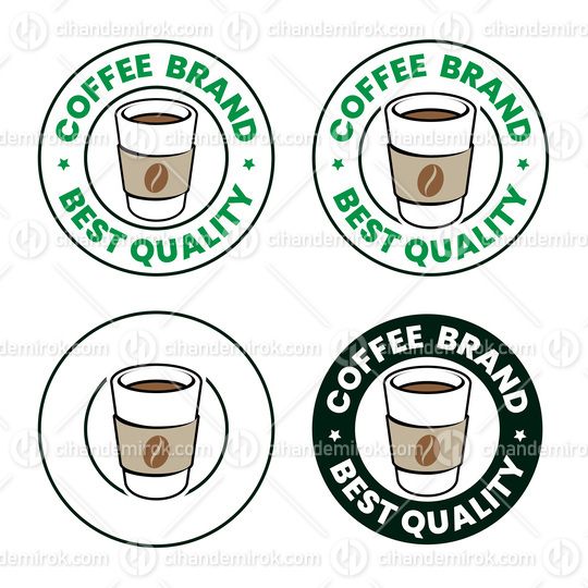 Colorful Round Paper Coffee Cup Icon with Text - Set 3
