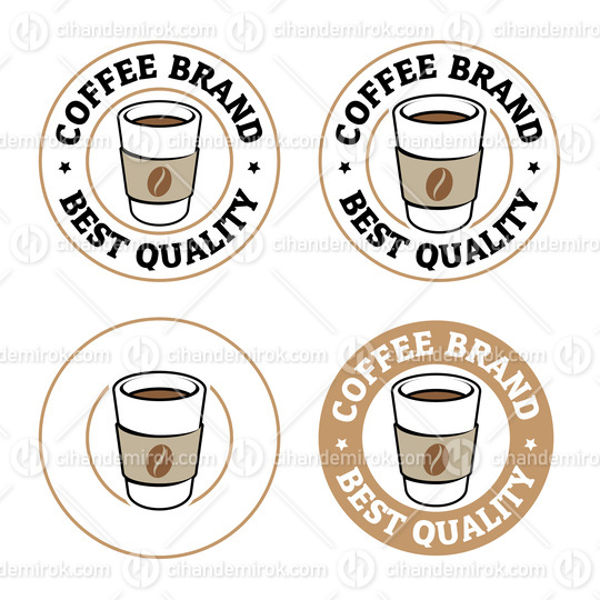 Colorful Round Paper Coffee Cup Icon with Text - Set 4