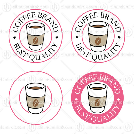 Colorful Round Paper Coffee Cup Icon with Text - Set 5