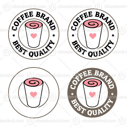 Colorful Round Swirly Iced Coffee Icon with Text - Set 1