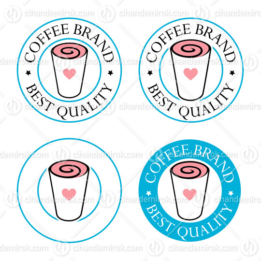 Colorful Round Swirly Iced Coffee Icon with Text - Set 2