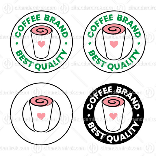 Colorful Round Swirly Iced Coffee Icon with Text - Set 3