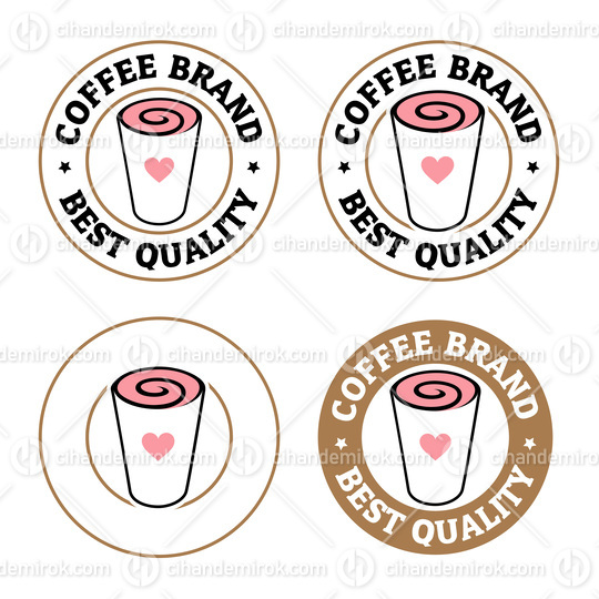 Colorful Round Swirly Iced Coffee Icon with Text - Set 4