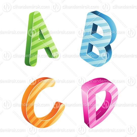 Colorful Striped A B C D Letters