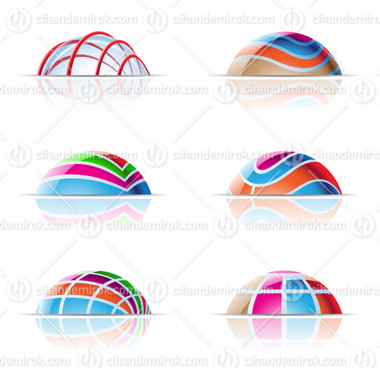 Colorful Striped Domes with Reflections