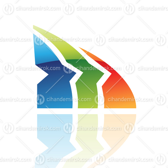 Colorful Striped Retro Abstract Logo Icon of a Shark Fin