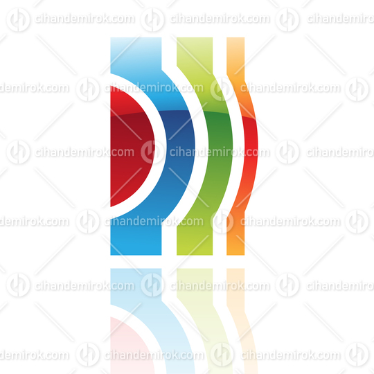 Colorful Striped Retro Abstract Logo Icon of Curved Shapes