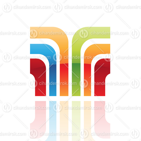 Colorful Striped Retro Abstract Logo Icon of Letter T
