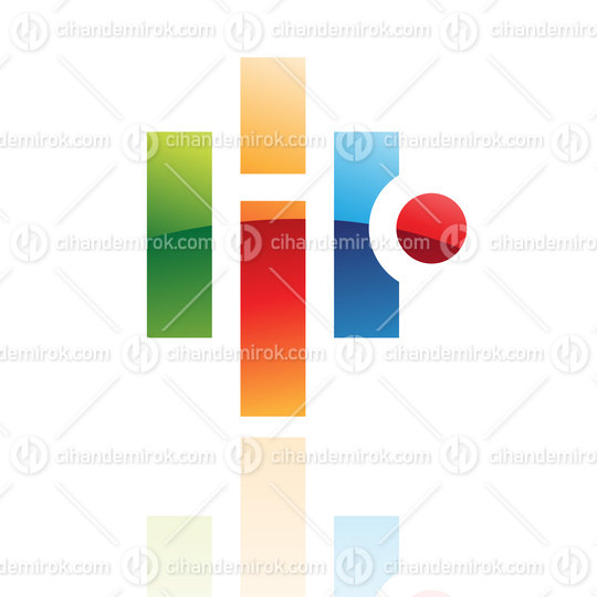 Colorful Striped Retro Abstract Logo Icon of Rectangles and a Circle 