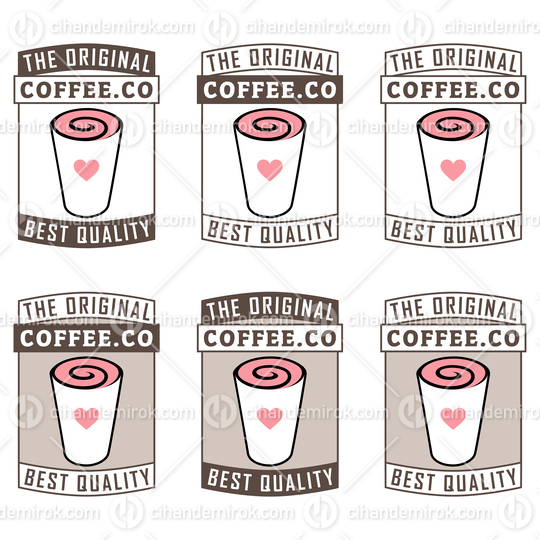 Colorful Swirly Iced Coffee Icon with Text - Set 1